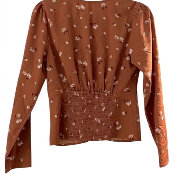 ABERCROMBIE & FITCH- Elegant Rust Floral 🌻 Women's Top - Picture 9 of 9